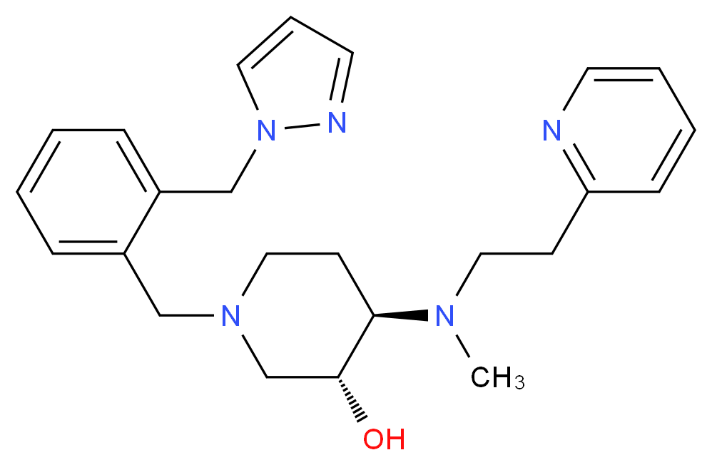 (3R*,4R*)-4-{methyl[2-(2-pyridinyl)ethyl]amino}-1-[2-(1H-pyrazol-1-ylmethyl)benzyl]-3-piperidinol_Molecular_structure_CAS_)