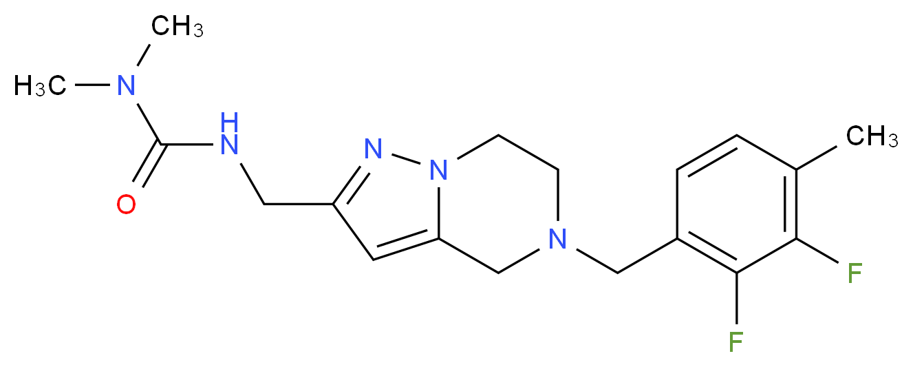N'-{[5-(2,3-difluoro-4-methylbenzyl)-4,5,6,7-tetrahydropyrazolo[1,5-a]pyrazin-2-yl]methyl}-N,N-dimethylurea_Molecular_structure_CAS_)