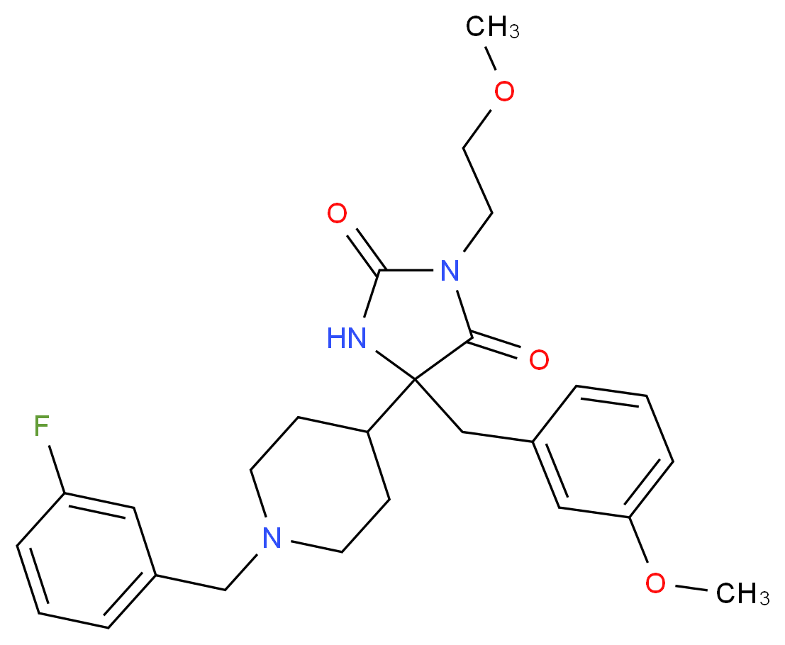 5-[1-(3-fluorobenzyl)-4-piperidinyl]-5-(3-methoxybenzyl)-3-(2-methoxyethyl)-2,4-imidazolidinedione_Molecular_structure_CAS_)