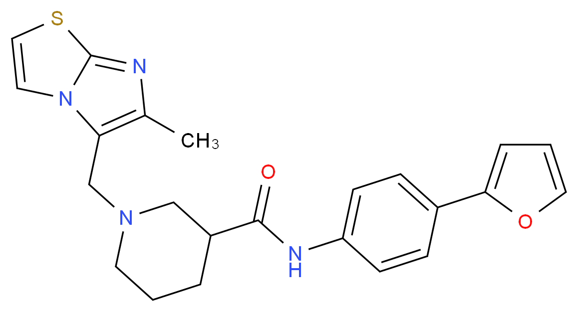 N-[4-(2-furyl)phenyl]-1-[(6-methylimidazo[2,1-b][1,3]thiazol-5-yl)methyl]-3-piperidinecarboxamide_Molecular_structure_CAS_)