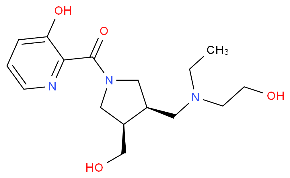 2-{[(3R*,4R*)-3-{[ethyl(2-hydroxyethyl)amino]methyl}-4-(hydroxymethyl)pyrrolidin-1-yl]carbonyl}pyridin-3-ol_Molecular_structure_CAS_)