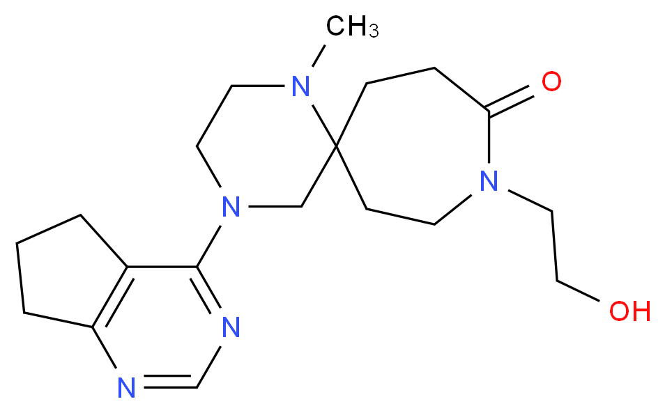 4-(6,7-dihydro-5H-cyclopenta[d]pyrimidin-4-yl)-9-(2-hydroxyethyl)-1-methyl-1,4,9-triazaspiro[5.6]dodecan-10-one_Molecular_structure_CAS_)