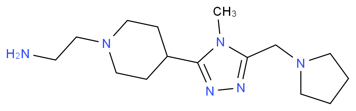 (2-{4-[4-methyl-5-(pyrrolidin-1-ylmethyl)-4H-1,2,4-triazol-3-yl]piperidin-1-yl}ethyl)amine_Molecular_structure_CAS_)