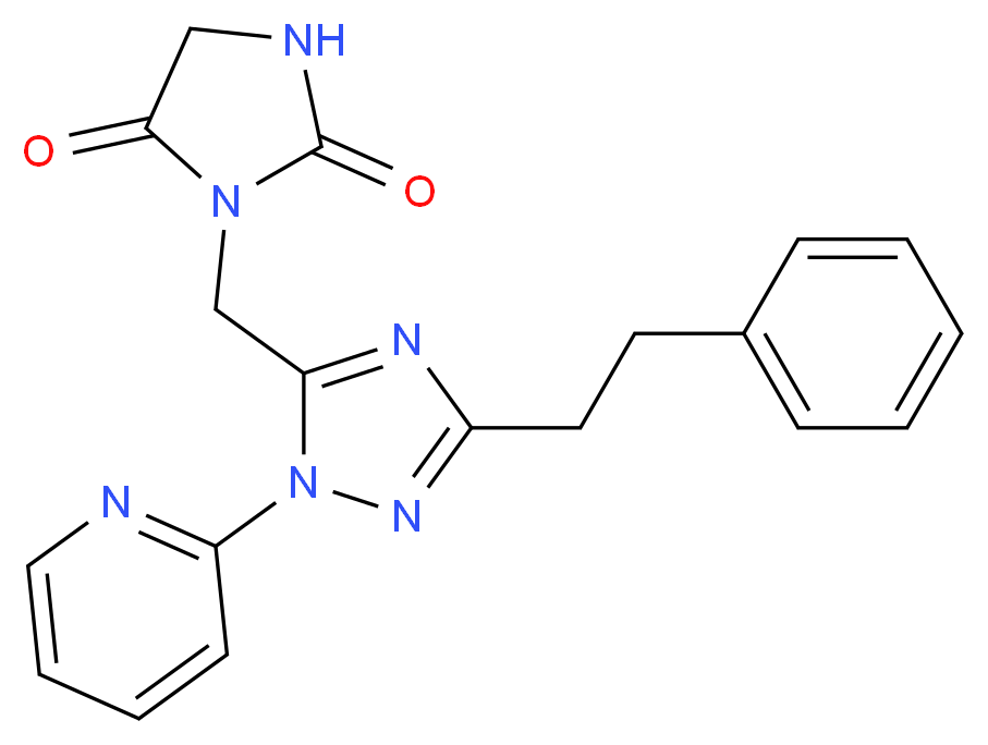 3-{[3-(2-phenylethyl)-1-pyridin-2-yl-1H-1,2,4-triazol-5-yl]methyl}imidazolidine-2,4-dione_Molecular_structure_CAS_)