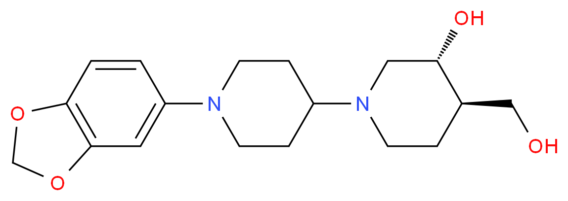 (3R*,4R*)-1'-(1,3-benzodioxol-5-yl)-4-(hydroxymethyl)-1,4'-bipiperidin-3-ol_Molecular_structure_CAS_)