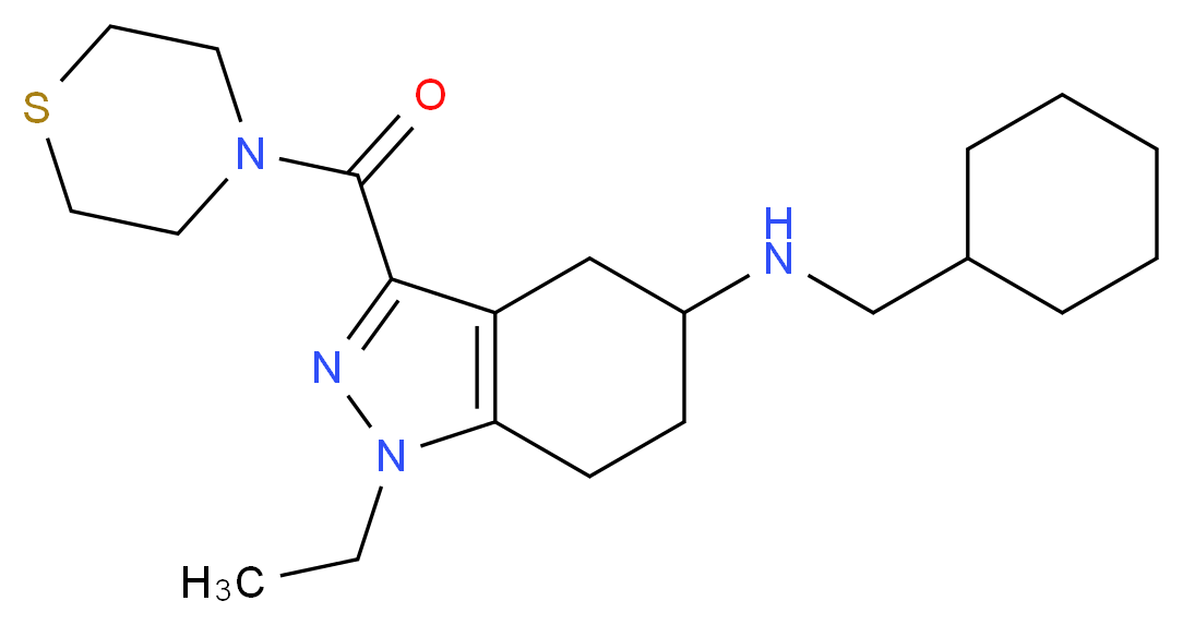 N-(cyclohexylmethyl)-1-ethyl-3-(4-thiomorpholinylcarbonyl)-4,5,6,7-tetrahydro-1H-indazol-5-amine_Molecular_structure_CAS_)