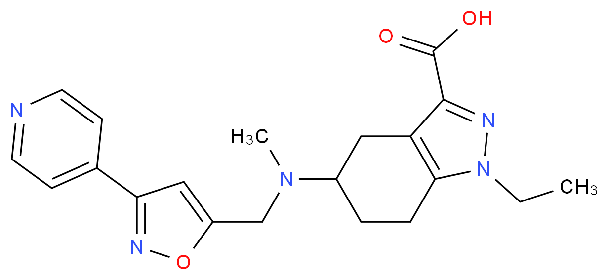 1-ethyl-5-{methyl[(3-pyridin-4-ylisoxazol-5-yl)methyl]amino}-4,5,6,7-tetrahydro-1H-indazole-3-carboxylic acid_Molecular_structure_CAS_)