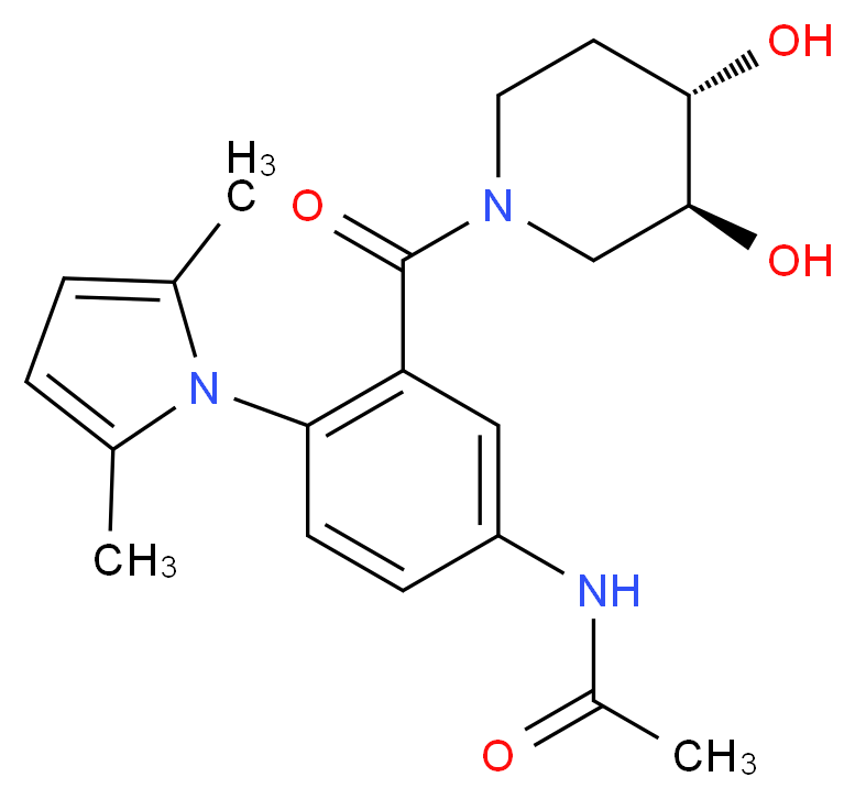 N-[3-{[(3S*,4S*)-3,4-dihydroxypiperidin-1-yl]carbonyl}-4-(2,5-dimethyl-1H-pyrrol-1-yl)phenyl]acetamide_Molecular_structure_CAS_)