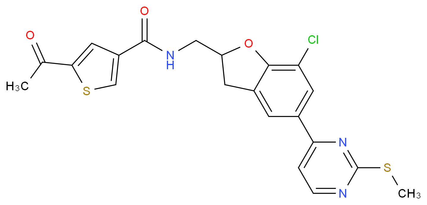 5-acetyl-N-({7-chloro-5-[2-(methylthio)-4-pyrimidinyl]-2,3-dihydro-1-benzofuran-2-yl}methyl)-3-thiophenecarboxamide_Molecular_structure_CAS_)