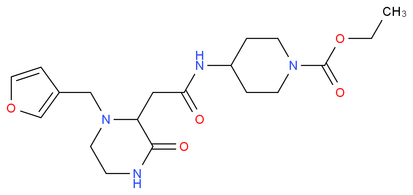 ethyl 4-({[1-(3-furylmethyl)-3-oxo-2-piperazinyl]acetyl}amino)-1-piperidinecarboxylate_Molecular_structure_CAS_)