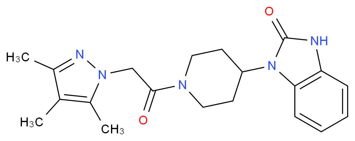 1-{1-[(3,4,5-trimethyl-1H-pyrazol-1-yl)acetyl]piperidin-4-yl}-1,3-dihydro-2H-benzimidazol-2-one_Molecular_structure_CAS_)