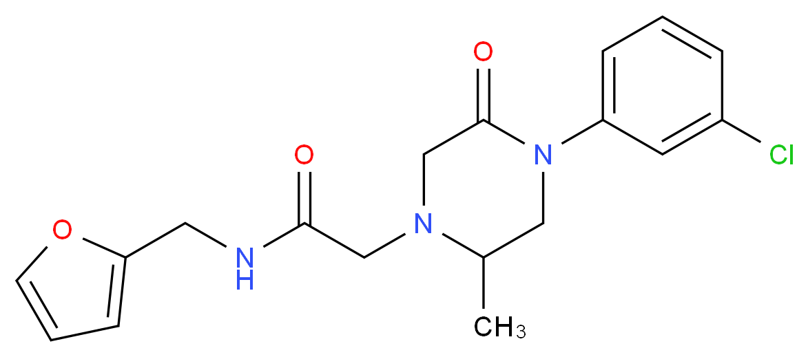 2-[4-(3-chlorophenyl)-2-methyl-5-oxo-1-piperazinyl]-N-(2-furylmethyl)acetamide_Molecular_structure_CAS_)