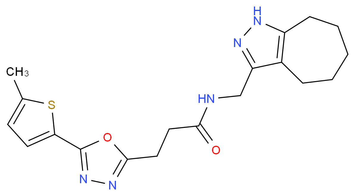 N-(1,4,5,6,7,8-hexahydrocyclohepta[c]pyrazol-3-ylmethyl)-3-[5-(5-methyl-2-thienyl)-1,3,4-oxadiazol-2-yl]propanamide_Molecular_structure_CAS_)