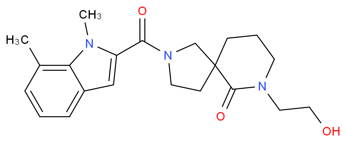 2-[(1,7-dimethyl-1H-indol-2-yl)carbonyl]-7-(2-hydroxyethyl)-2,7-diazaspiro[4.5]decan-6-one_Molecular_structure_CAS_)