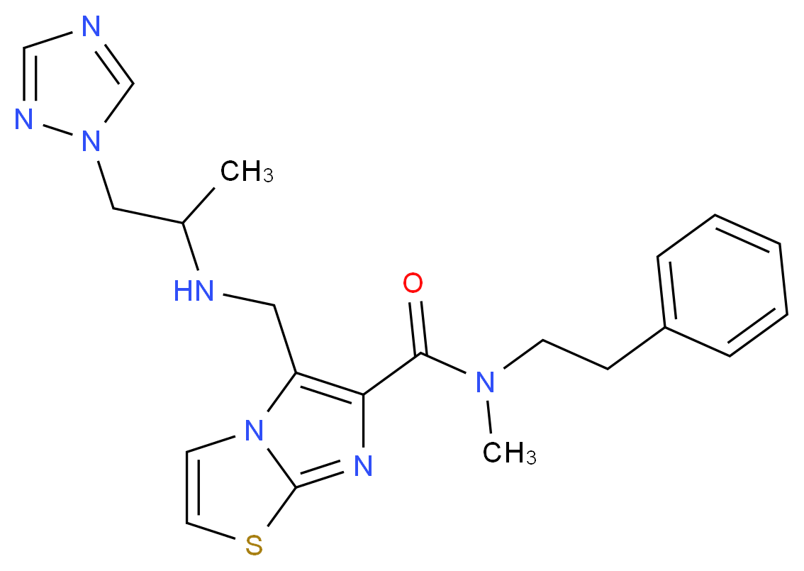 N-methyl-5-({[1-methyl-2-(1H-1,2,4-triazol-1-yl)ethyl]amino}methyl)-N-(2-phenylethyl)imidazo[2,1-b][1,3]thiazole-6-carboxamide_Molecular_structure_CAS_)