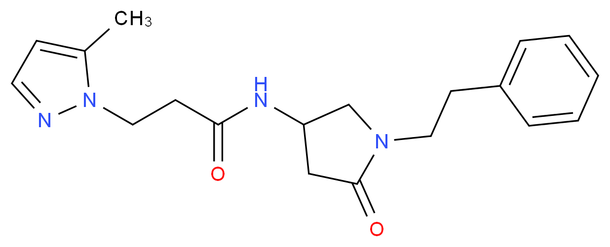 3-(5-methyl-1H-pyrazol-1-yl)-N-[5-oxo-1-(2-phenylethyl)-3-pyrrolidinyl]propanamide_Molecular_structure_CAS_)