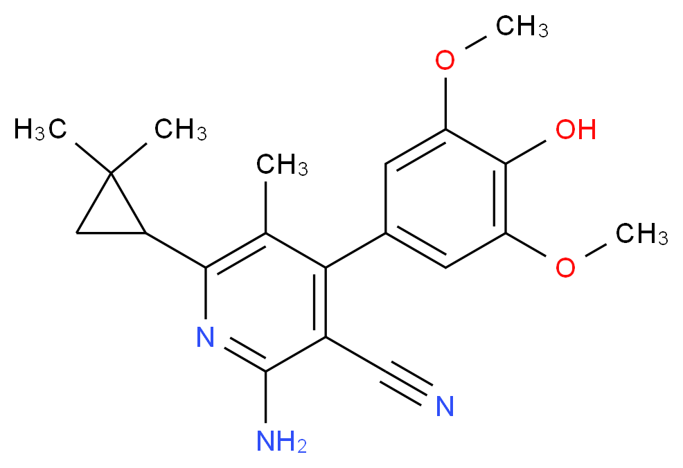 2-amino-6-(2,2-dimethylcyclopropyl)-4-(4-hydroxy-3,5-dimethoxyphenyl)-5-methylnicotinonitrile_Molecular_structure_CAS_)