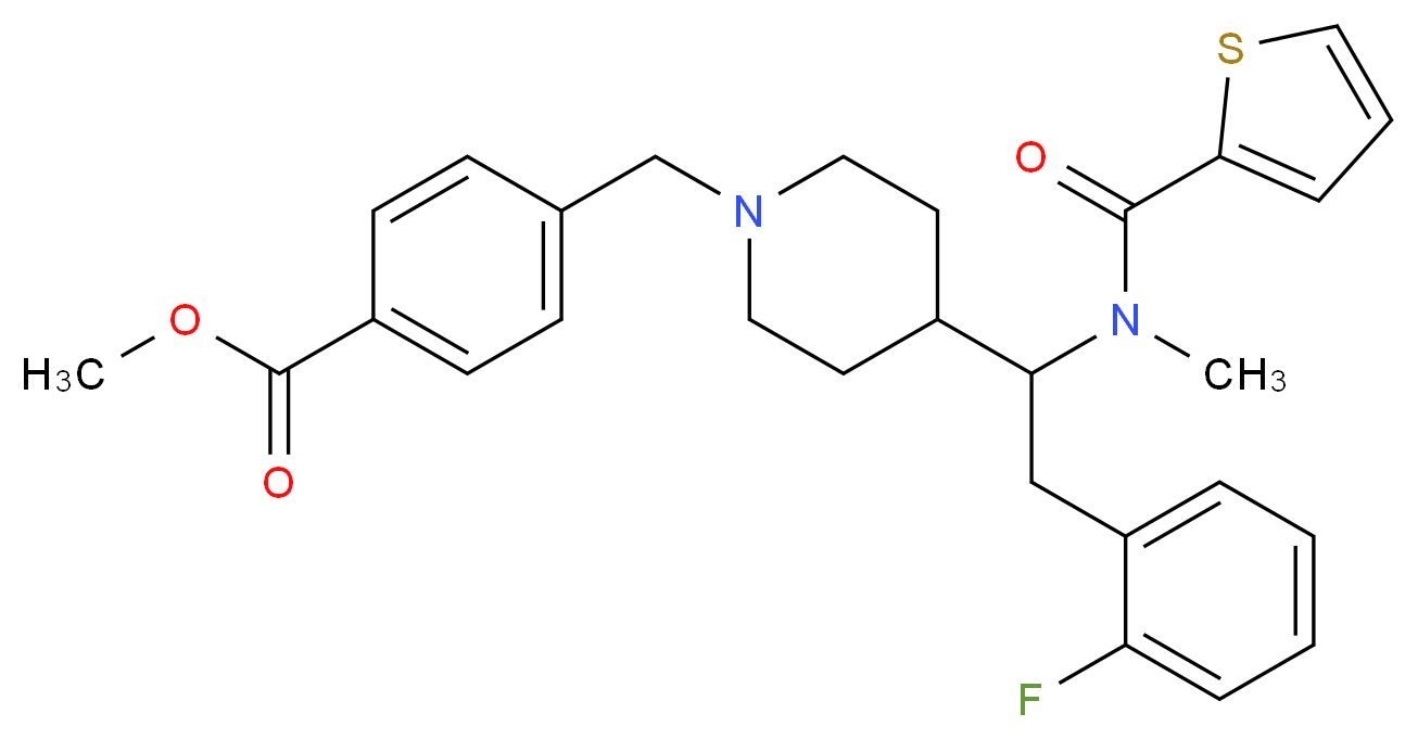 methyl 4-[(4-{2-(2-fluorophenyl)-1-[methyl(2-thienylcarbonyl)amino]ethyl}-1-piperidinyl)methyl]benzoate_Molecular_structure_CAS_)