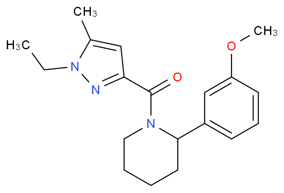 1-[(1-ethyl-5-methyl-1H-pyrazol-3-yl)carbonyl]-2-(3-methoxyphenyl)piperidine_Molecular_structure_CAS_)