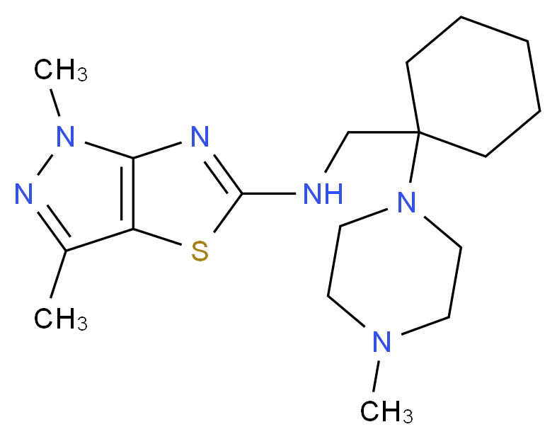 1,3-dimethyl-N-{[1-(4-methylpiperazin-1-yl)cyclohexyl]methyl}-1H-pyrazolo[3,4-d][1,3]thiazol-5-amine_Molecular_structure_CAS_)