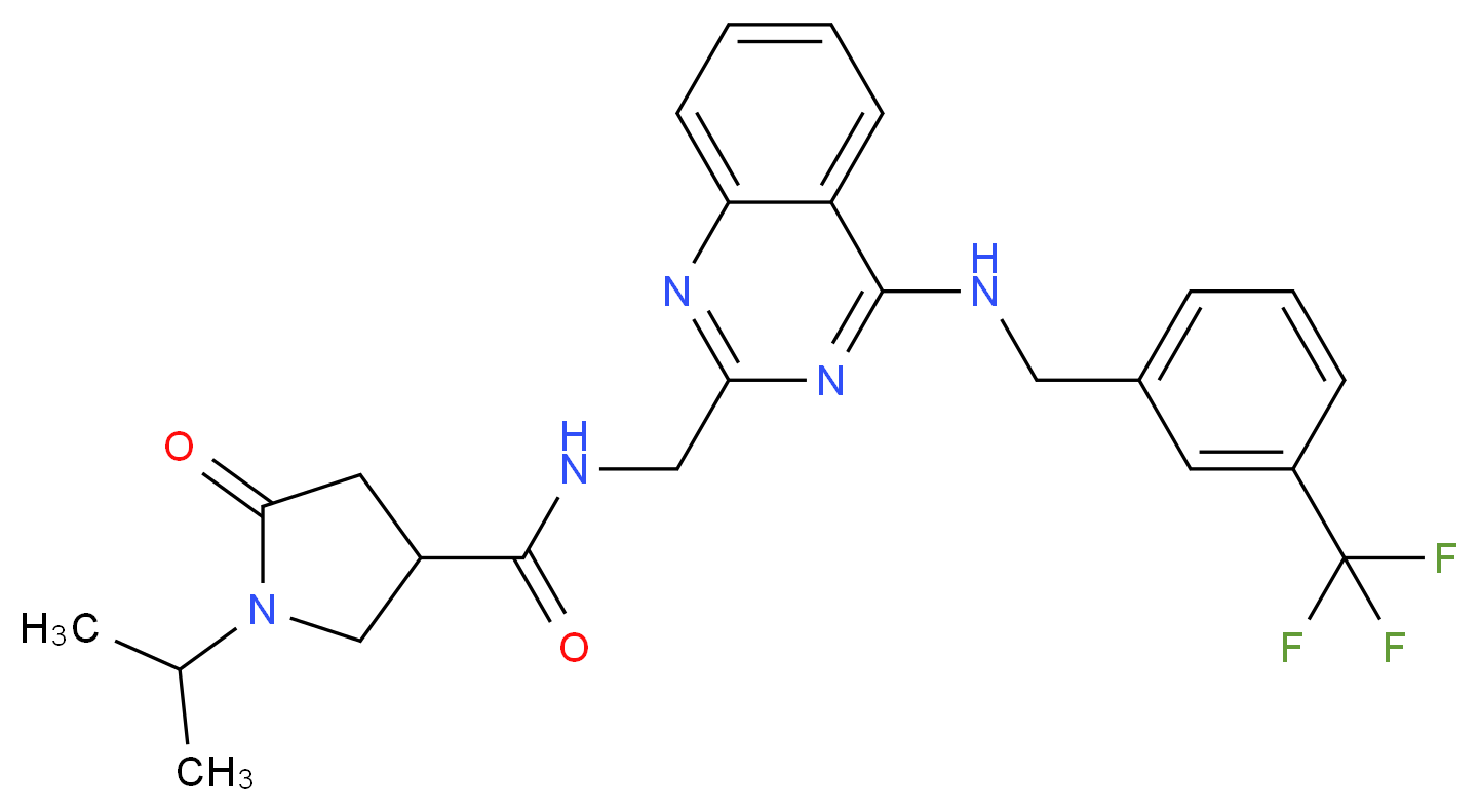 1-isopropyl-5-oxo-N-[(4-{[3-(trifluoromethyl)benzyl]amino}-2-quinazolinyl)methyl]-3-pyrrolidinecarboxamide_Molecular_structure_CAS_)