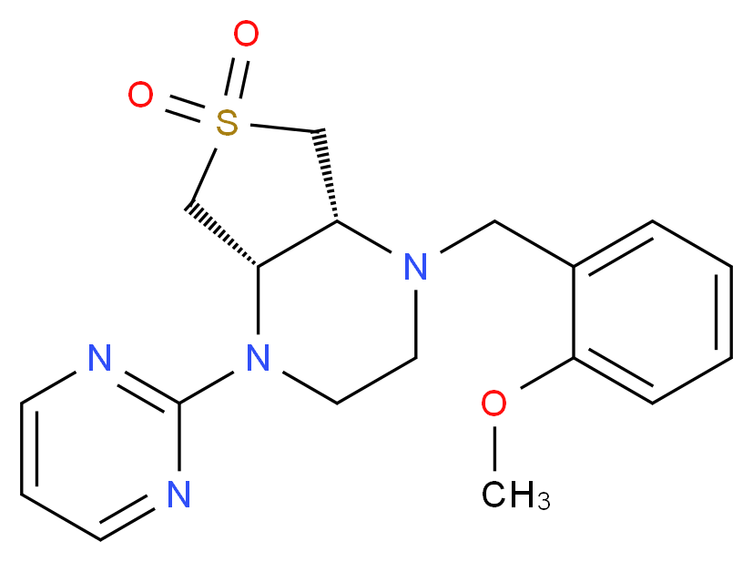 (4aS*,7aR*)-1-(2-methoxybenzyl)-4-pyrimidin-2-yloctahydrothieno[3,4-b]pyrazine 6,6-dioxide_Molecular_structure_CAS_)