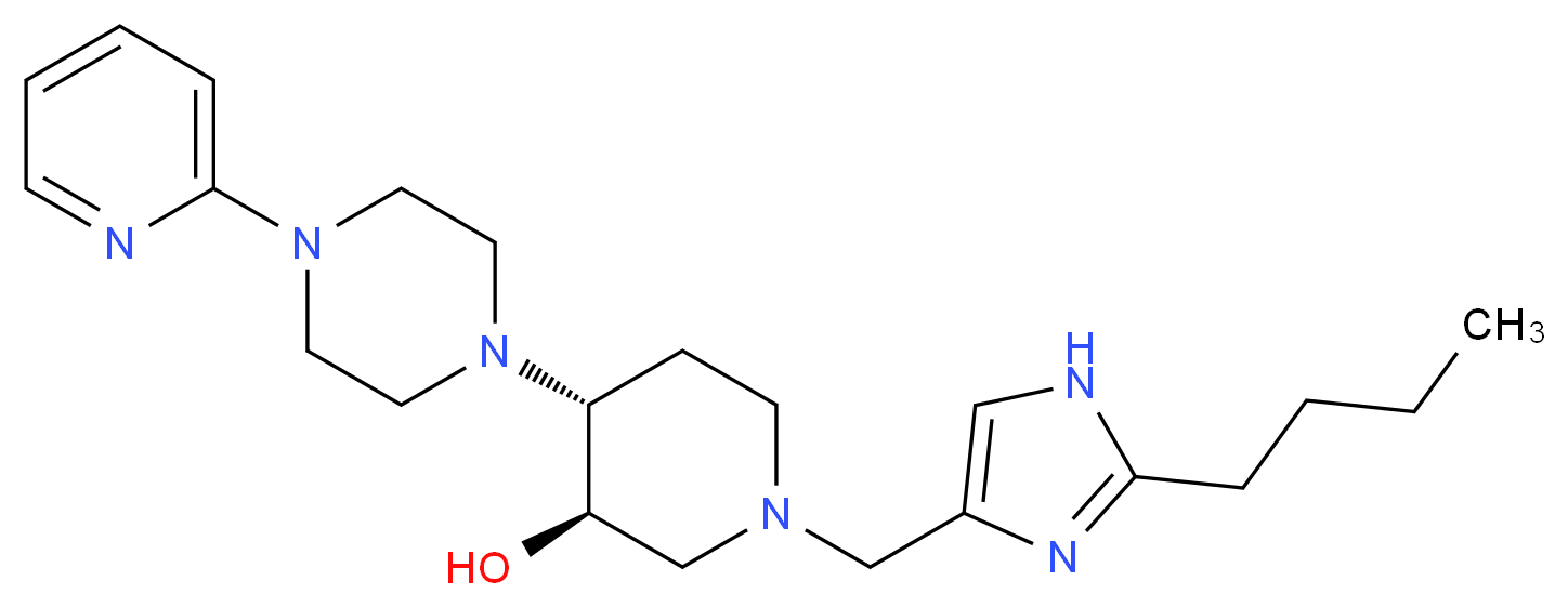 (3R*,4R*)-1-[(2-butyl-1H-imidazol-4-yl)methyl]-4-[4-(2-pyridinyl)-1-piperazinyl]-3-piperidinol_Molecular_structure_CAS_)