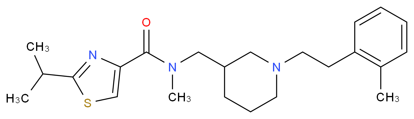 2-isopropyl-N-methyl-N-({1-[2-(2-methylphenyl)ethyl]-3-piperidinyl}methyl)-1,3-thiazole-4-carboxamide_Molecular_structure_CAS_)