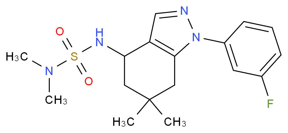 N'-[1-(3-fluorophenyl)-6,6-dimethyl-4,5,6,7-tetrahydro-1H-indazol-4-yl]-N,N-dimethylsulfamide_Molecular_structure_CAS_)