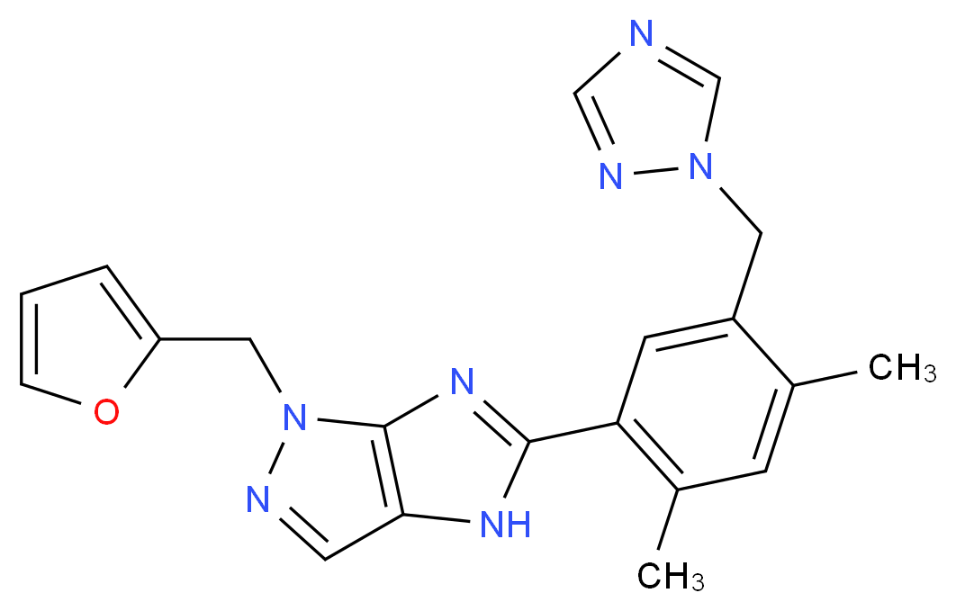 5-[2,4-dimethyl-5-(1H-1,2,4-triazol-1-ylmethyl)phenyl]-1-(2-furylmethyl)-1,4-dihydroimidazo[4,5-c]pyrazole_Molecular_structure_CAS_)