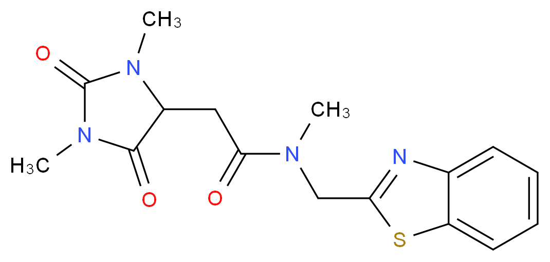 N-(1,3-benzothiazol-2-ylmethyl)-2-(1,3-dimethyl-2,5-dioxo-4-imidazolidinyl)-N-methylacetamide_Molecular_structure_CAS_)