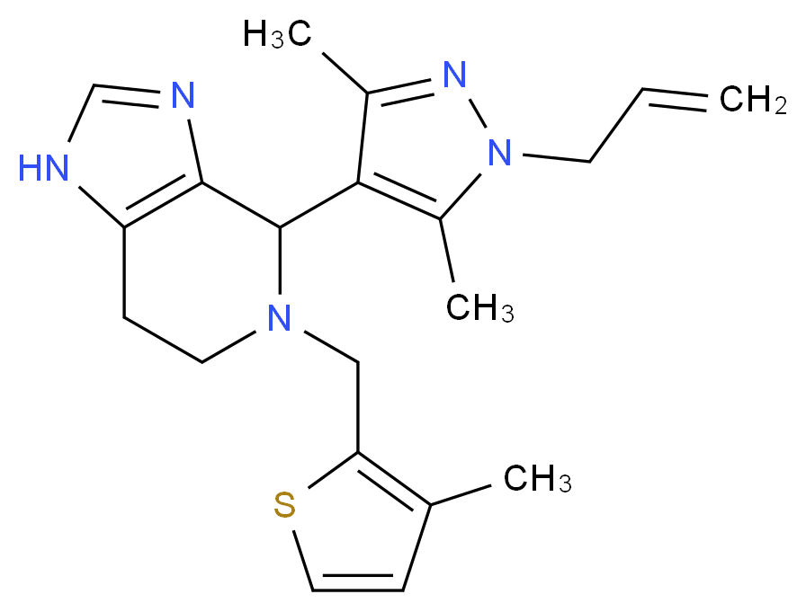 4-(1-allyl-3,5-dimethyl-1H-pyrazol-4-yl)-5-[(3-methyl-2-thienyl)methyl]-4,5,6,7-tetrahydro-1H-imidazo[4,5-c]pyridine_Molecular_structure_CAS_)