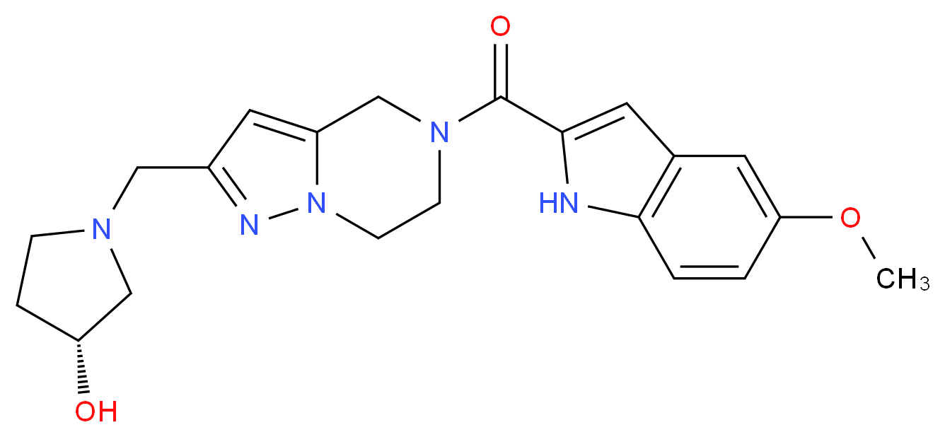 (3R)-1-({5-[(5-methoxy-1H-indol-2-yl)carbonyl]-4,5,6,7-tetrahydropyrazolo[1,5-a]pyrazin-2-yl}methyl)-3-pyrrolidinol_Molecular_structure_CAS_)