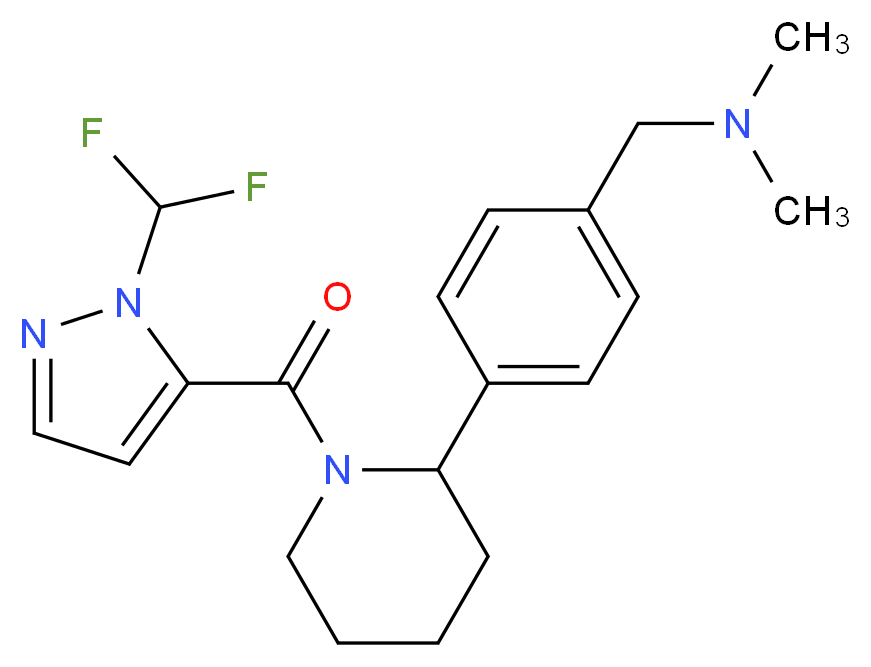 1-[4-(1-{[1-(difluoromethyl)-1H-pyrazol-5-yl]carbonyl}-2-piperidinyl)phenyl]-N,N-dimethylmethanamine_Molecular_structure_CAS_)