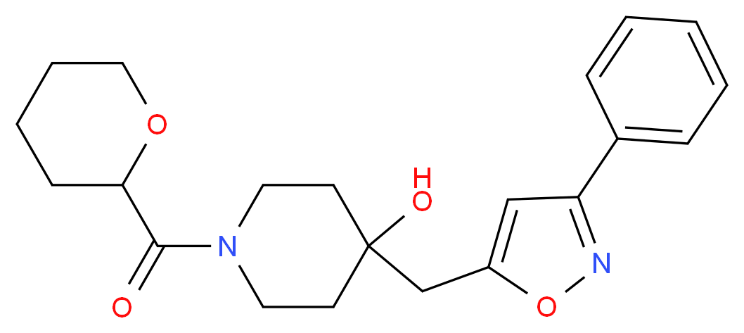 4-[(3-phenylisoxazol-5-yl)methyl]-1-(tetrahydro-2H-pyran-2-ylcarbonyl)piperidin-4-ol_Molecular_structure_CAS_)
