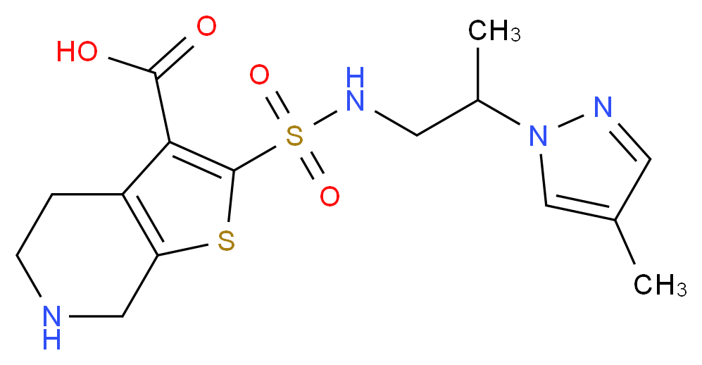 2-({[2-(4-methyl-1H-pyrazol-1-yl)propyl]amino}sulfonyl)-4,5,6,7-tetrahydrothieno[2,3-c]pyridine-3-carboxylic acid_Molecular_structure_CAS_)
