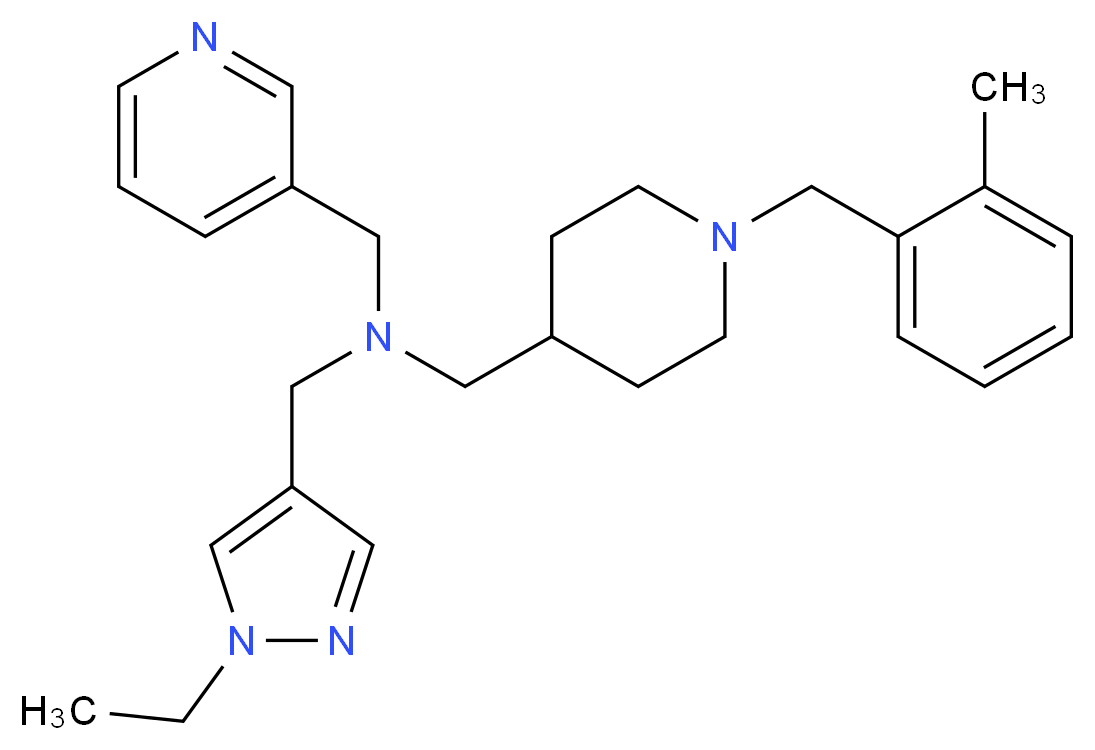 1-(1-ethyl-1H-pyrazol-4-yl)-N-{[1-(2-methylbenzyl)-4-piperidinyl]methyl}-N-(3-pyridinylmethyl)methanamine_Molecular_structure_CAS_)