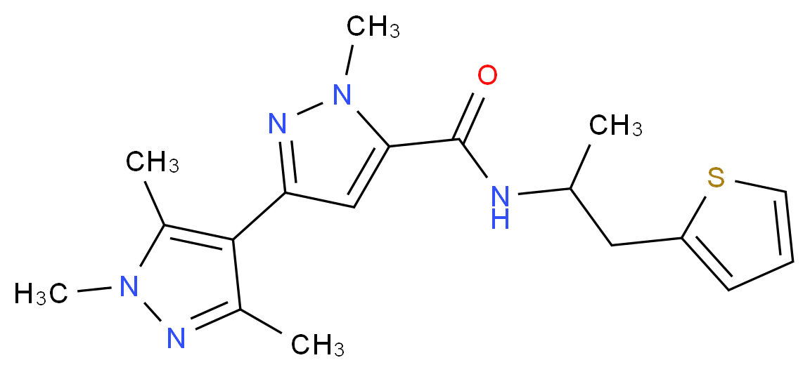 1,1',3',5'-tetramethyl-N-[1-methyl-2-(2-thienyl)ethyl]-1H,1'H-3,4'-bipyrazole-5-carboxamide_Molecular_structure_CAS_)