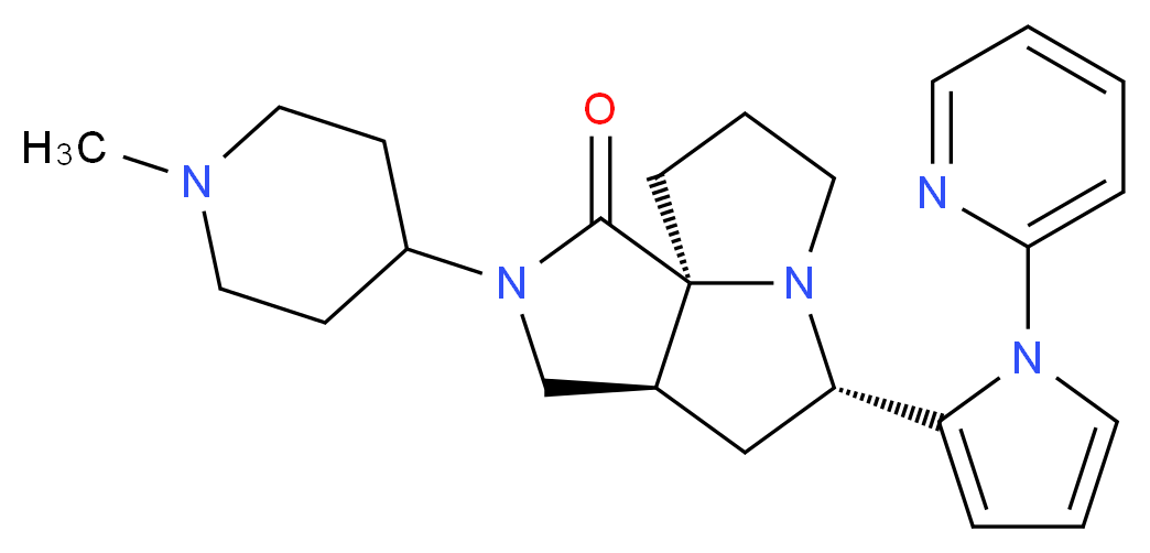 (3aS*,5S*,9aS*)-2-(1-methyl-4-piperidinyl)-5-[1-(2-pyridinyl)-1H-pyrrol-2-yl]hexahydro-7H-pyrrolo[3,4-g]pyrrolizin-1(2H)-one_Molecular_structure_CAS_)