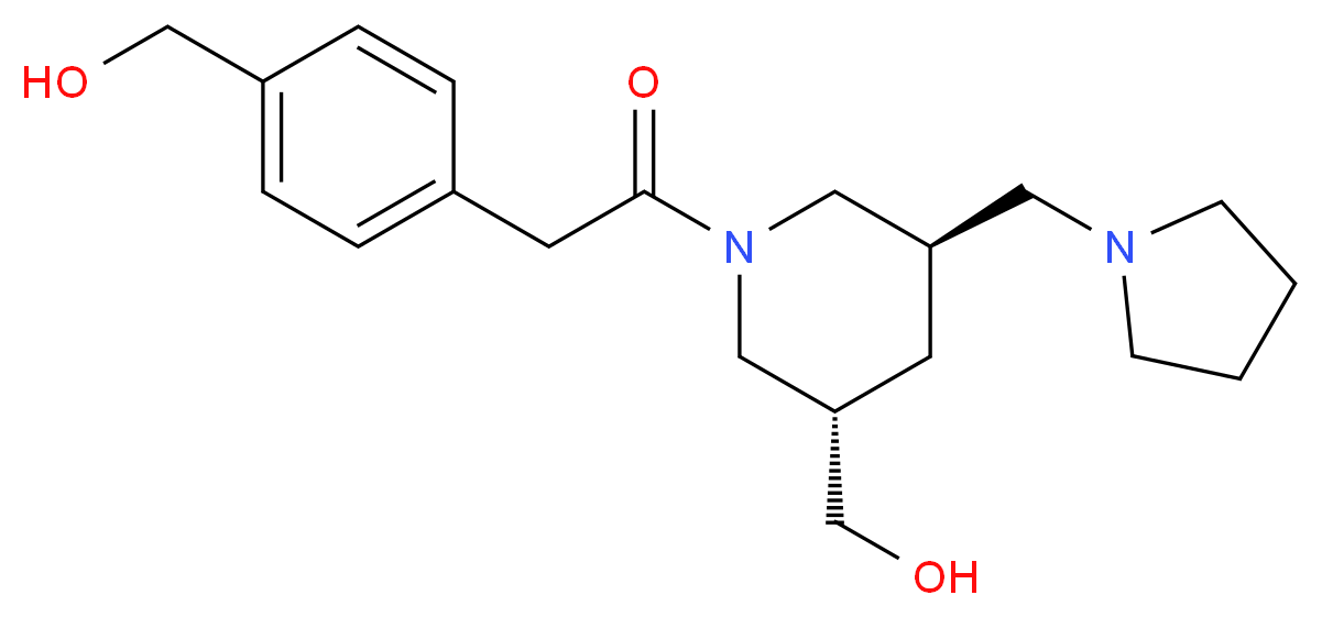[(3S*,5R*)-1-{[4-(hydroxymethyl)phenyl]acetyl}-5-(1-pyrrolidinylmethyl)-3-piperidinyl]methanol_Molecular_structure_CAS_)