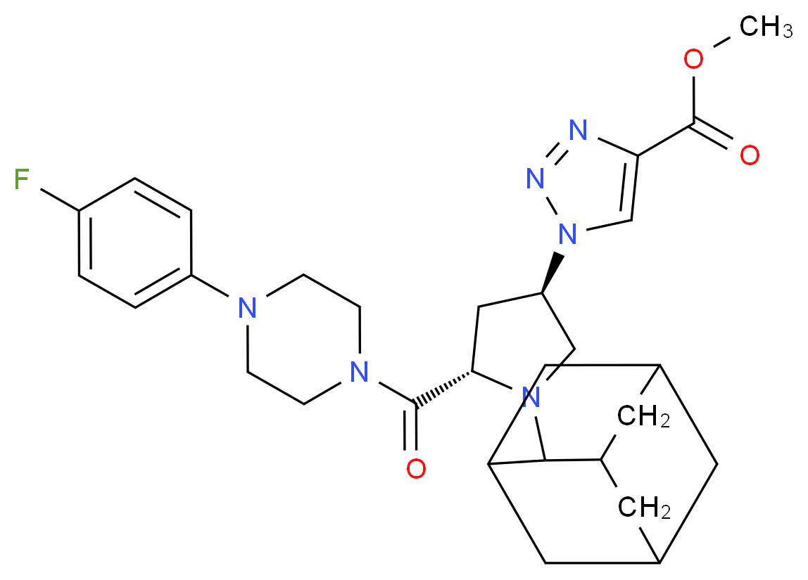 methyl 1-((3R,5S)-1-(2-adamantyl)-5-{[4-(4-fluorophenyl)-1-piperazinyl]carbonyl}-3-pyrrolidinyl)-1H-1,2,3-triazole-4-carboxylate_Molecular_structure_CAS_)
