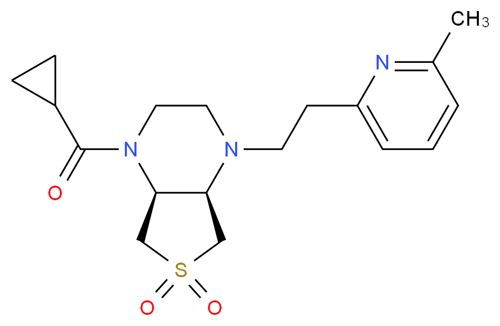 (4aR*,7aS*)-1-(cyclopropylcarbonyl)-4-[2-(6-methylpyridin-2-yl)ethyl]octahydrothieno[3,4-b]pyrazine 6,6-dioxide_Molecular_structure_CAS_)