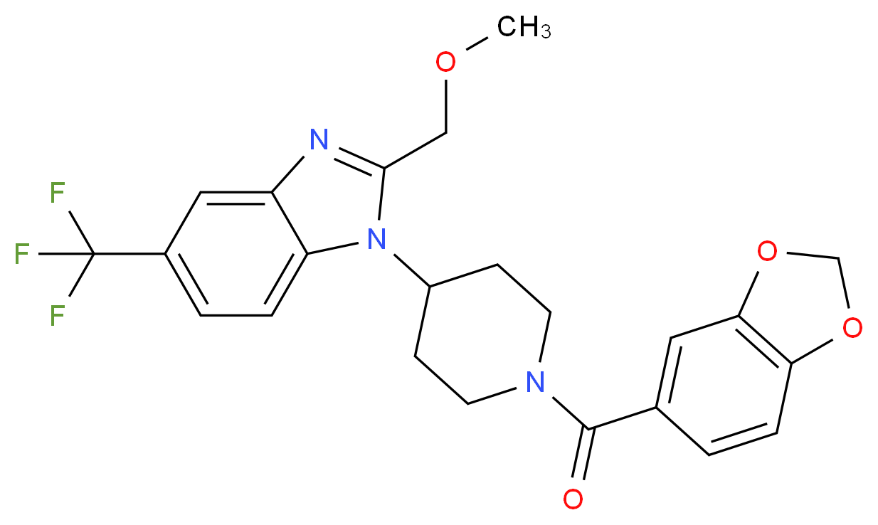 1-[1-(1,3-benzodioxol-5-ylcarbonyl)-4-piperidinyl]-2-(methoxymethyl)-5-(trifluoromethyl)-1H-benzimidazole_Molecular_structure_CAS_)