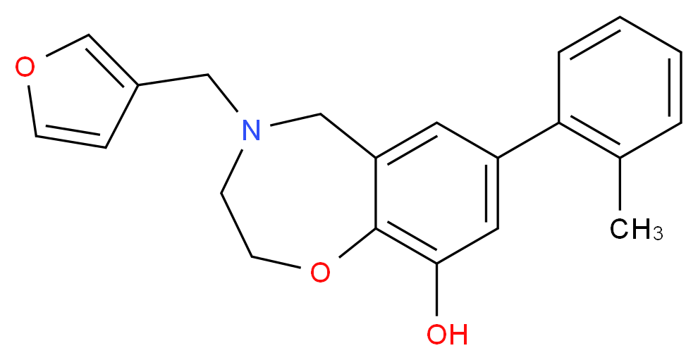 4-(3-furylmethyl)-7-(2-methylphenyl)-2,3,4,5-tetrahydro-1,4-benzoxazepin-9-ol_Molecular_structure_CAS_)