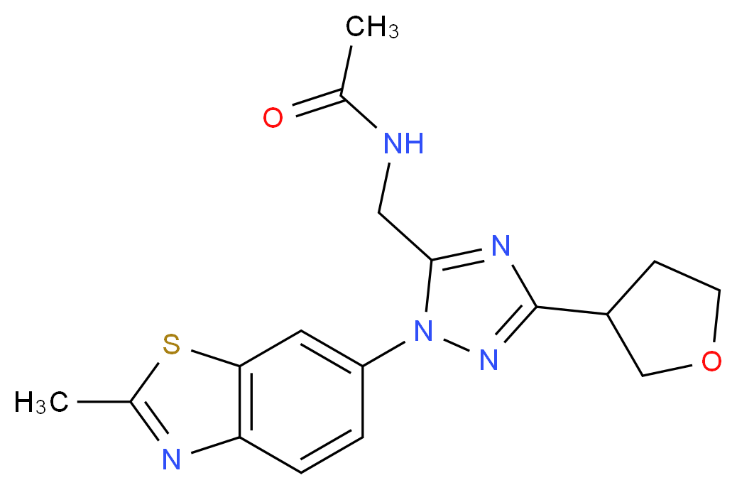 N-{[1-(2-methyl-1,3-benzothiazol-6-yl)-3-(tetrahydrofuran-3-yl)-1H-1,2,4-triazol-5-yl]methyl}acetamide_Molecular_structure_CAS_)