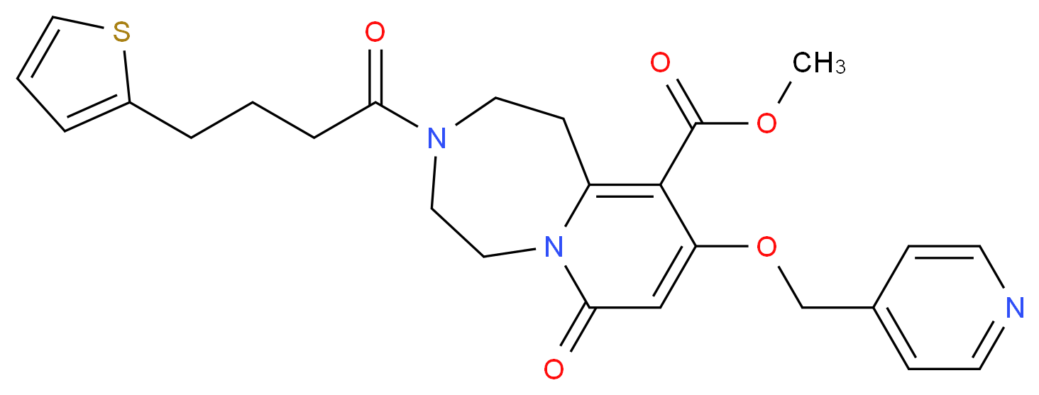 methyl 7-oxo-9-(4-pyridinylmethoxy)-3-[4-(2-thienyl)butanoyl]-1,2,3,4,5,7-hexahydropyrido[1,2-d][1,4]diazepine-10-carboxylate_Molecular_structure_CAS_)