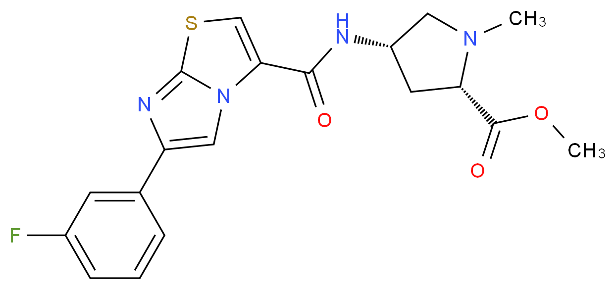 methyl (4S)-4-({[6-(3-fluorophenyl)imidazo[2,1-b][1,3]thiazol-3-yl]carbonyl}amino)-1-methyl-L-prolinate_Molecular_structure_CAS_)