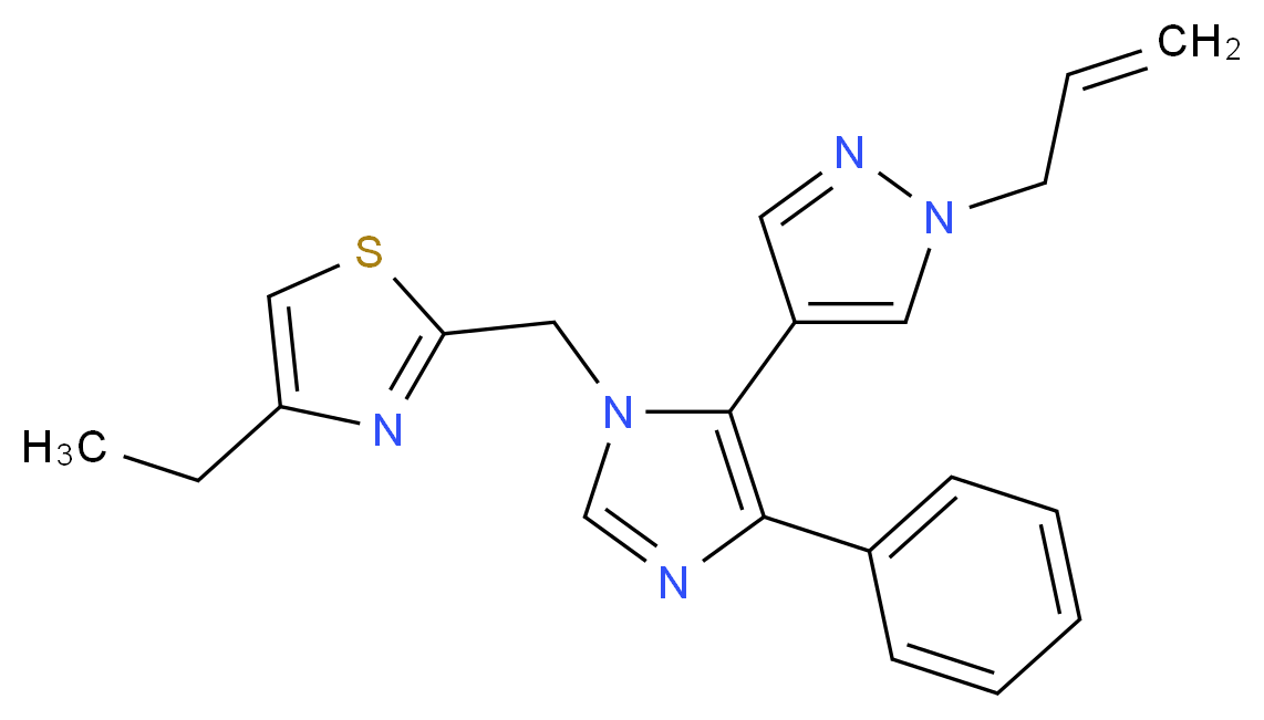 2-{[5-(1-allyl-1H-pyrazol-4-yl)-4-phenyl-1H-imidazol-1-yl]methyl}-4-ethyl-1,3-thiazole_Molecular_structure_CAS_)