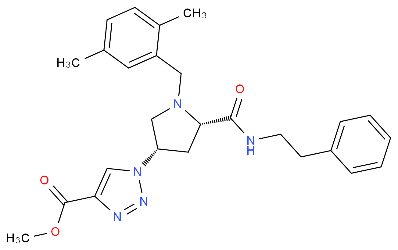 methyl 1-((3S,5S)-1-(2,5-dimethylbenzyl)-5-{[(2-phenylethyl)amino]carbonyl}-3-pyrrolidinyl)-1H-1,2,3-triazole-4-carboxylate_Molecular_structure_CAS_)