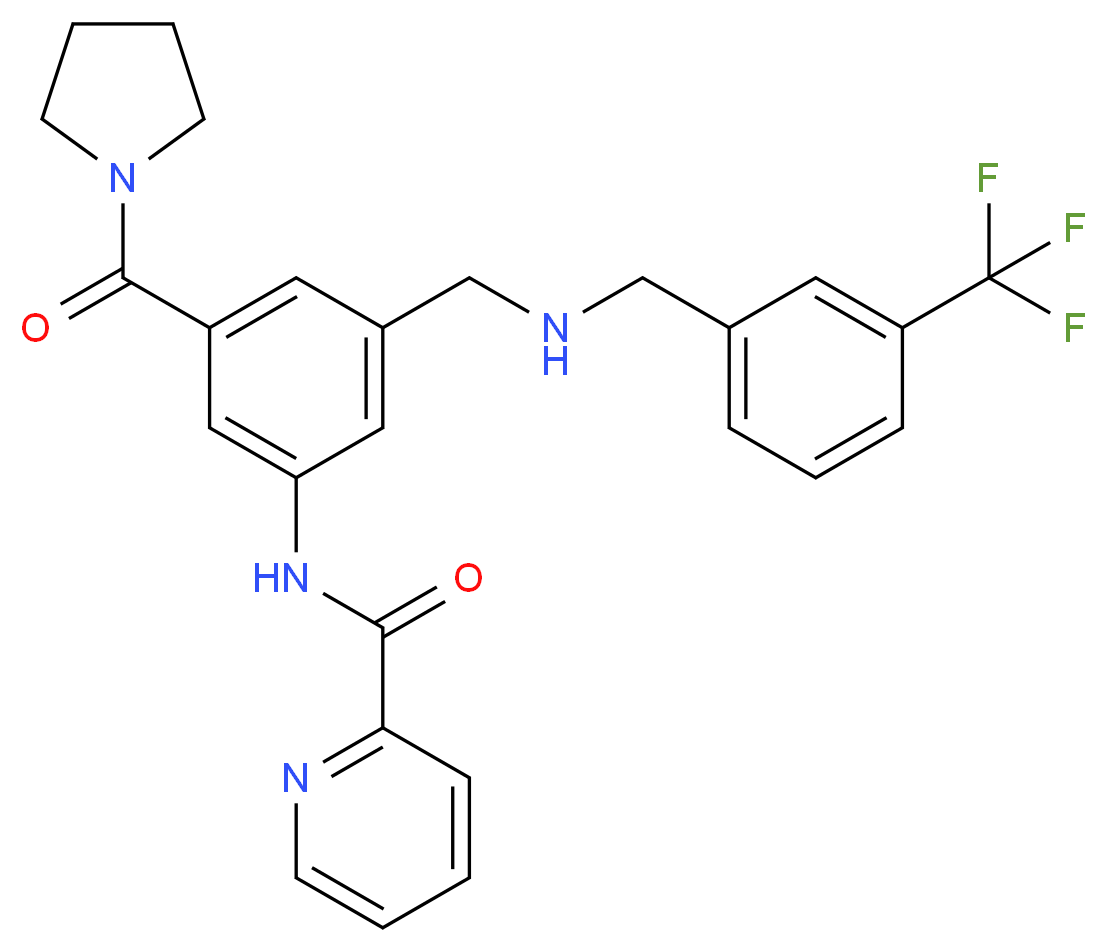 N-[3-(1-pyrrolidinylcarbonyl)-5-({[3-(trifluoromethyl)benzyl]amino}methyl)phenyl]-2-pyridinecarboxamide_Molecular_structure_CAS_)